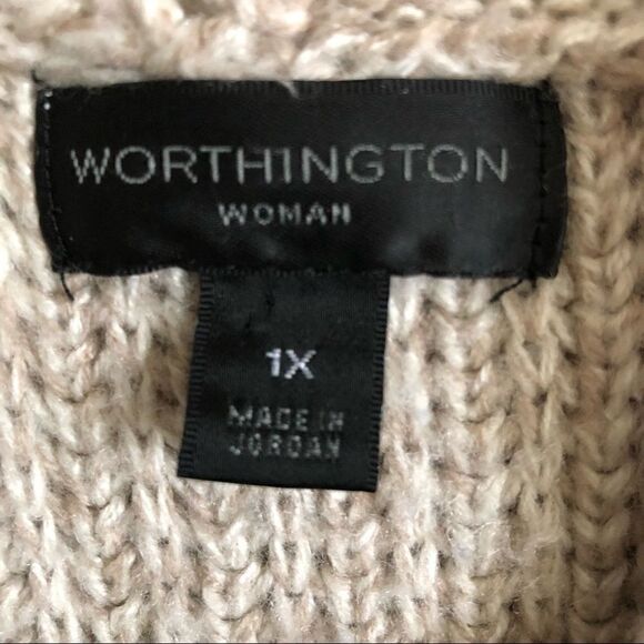 Worthington Woman’s Cream Cowlneck Sweater Size 1X - Picture 3 of 4